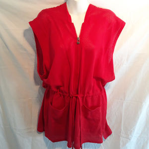 NORDSTROM Sleeveless Red Zip-Up Hoodie Sz XL